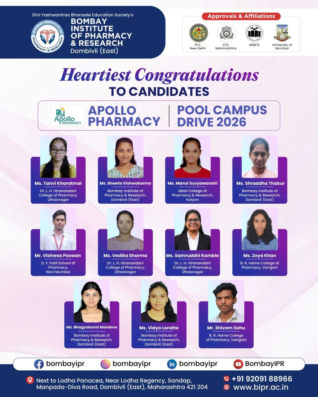 selected candidates of the Apollo Pharmacy Pool Campus Drive 2026